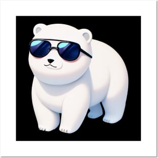 Kawaii Sunglass Cool Kid Polar Bear Posters and Art